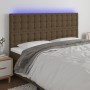 Kopfteil mit LED-Leuchten aus dunkelbraunem Stoff, 200 x 5 x 118/128 cm von , Kopf- und Fußteile - Ref: Foro24-3122883, Preis...