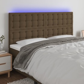 Headboard with LED lights dark brown fabric 200x5x118/128 cm by , Headboards and footboards - Ref: Foro24-3122883, Price: 144...