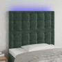 Headboard with LED lights dark green velvet 90x5x118/128 cm by , Headboards and footboards - Ref: Foro24-3122897, Price: 82,1...