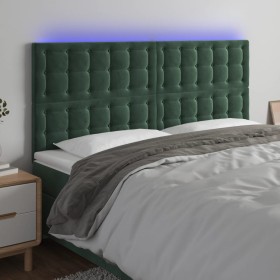 Cabecero con luces LED terciopelo verde oscuro 200x5x118/128 cm de , Cabeceros y pies de cama - Ref: Foro24-3122927, Precio: ...