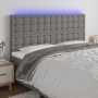 Kopfteil mit LED-Leuchten aus dunkelgrauem Stoff, 200 x 5 x 118/128 cm von , Kopf- und Fußteile - Ref: Foro24-3122881, Preis:...