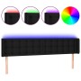 Cabecero con LED de tela negro 163x16x78/88 cm de , Cabeceros y pies de cama - Ref: Foro24-3123678, Precio: 78,99 €, Descuent...