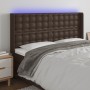 Headboard with LED brown synthetic leather 203x16x118/128 cm by , Headboards and footboards - Ref: Foro24-3124159, Price: 152...