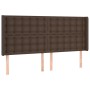 Headboard with LED brown synthetic leather 203x16x118/128 cm by , Headboards and footboards - Ref: Foro24-3124159, Price: 152...