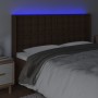 Headboard with LED brown synthetic leather 203x16x118/128 cm by , Headboards and footboards - Ref: Foro24-3124159, Price: 152...