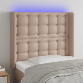 Headboard with LED cappuccino synthetic leather 93x16x118/128cm by , Headboards and footboards - Ref: Foro24-3124131, Price: ...