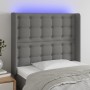 Dark gray fabric headboard with LED 83x16x118/128 cm by , Headboards and footboards - Ref: Foro24-3124457, Price: 83,57 €, Di...