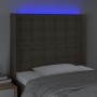 Headboard with LED in taupe gray fabric 83x16x118/128 cm by , Headboards and footboards - Ref: Foro24-3124460, Price: 83,01 €...