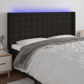 Cabecero con LED de tela negro 203x16x118/128 cm de , Cabeceros y pies de cama - Ref: Foro24-3124506, Precio: 130,96 €, Descu...