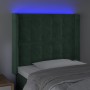 Cabecero con LED de terciopelo verde oscuro 103x16x118/128 cm de , Cabeceros y pies de cama - Ref: Foro24-3124527, Precio: 95...