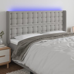 Cabecero con LED de tela gris claro 203x16x118/128 cm de , Cabeceros y pies de cama - Ref: Foro24-3124504, Precio: 130,96 €, ...