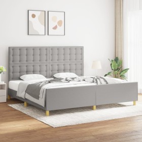 Light gray fabric bed frame with headboard 200x200 cm by , Beds and slatted bases - Ref: Foro24-3125405, Price: 228,34 €, Dis...