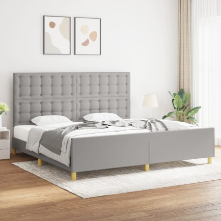 Light gray fabric bed frame with headboard 200x200 cm by , Beds and slatted bases - Ref: Foro24-3125405, Price: 228,34 €, Dis...