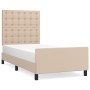 Estructura de cama cabecero cuero sintético capuchino 90x200 cm de , Camas y somieres - Ref: Foro24-3125554, Precio: 168,00 €...