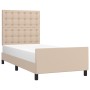 Estructura de cama cabecero cuero sintético capuchino 90x200 cm de , Camas y somieres - Ref: Foro24-3125554, Precio: 168,00 €...