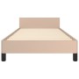 Estructura de cama cabecero cuero sintético capuchino 90x200 cm de , Camas y somieres - Ref: Foro24-3125554, Precio: 168,00 €...