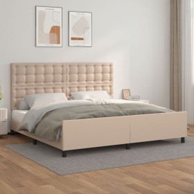 Cappuccino synthetic leather headboard bed frame 200x200cm by , Beds and slatted bases - Ref: Foro24-3125596, Price: 247,99 €...