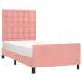 Pink velvet bed frame with headboard 90x200 cm by , Beds and slatted bases - Ref: Foro24-3125982, Price: 154,60 €, Discount: %