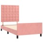 Pink velvet bed frame with headboard 90x200 cm by , Beds and slatted bases - Ref: Foro24-3125982, Price: 154,60 €, Discount: %