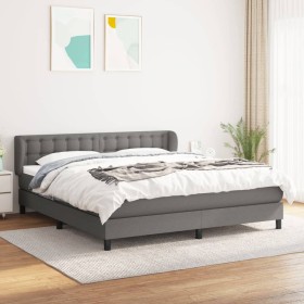 Box spring bed with dark gray fabric mattress 160x200 cm by , Beds and slatted bases - Ref: Foro24-3126574, Price: 492,99 €, ...