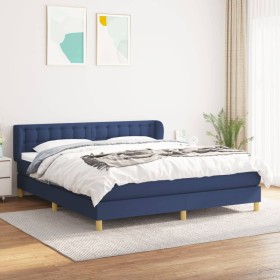 Box spring bed with blue fabric mattress 160x200 cm by , Beds and slatted bases - Ref: Foro24-3127139, Price: 493,35 €, Disco...