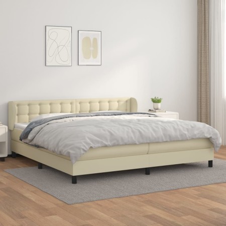 Box spring bed with cream synthetic leather mattress 200x200 cm by , Beds and slatted bases - Ref: Foro24-3127333, Price: 632...