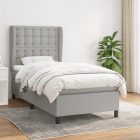 Box spring bed with light gray fabric mattress 80x200 cm by , Beds and slatted bases - Ref: Foro24-3128237, Price: 327,35 €, ...