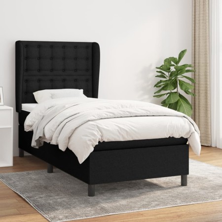 Box spring bed with black fabric mattress 100x200 cm by , Beds and slatted bases - Ref: Foro24-3128263, Price: 379,66 €, Disc...