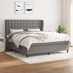 Cama box spring con colchón tela gris oscuro 160x200 cm de , Camas y somieres - Ref: Foro24-3128294, Precio: 582,75 €, Descue...