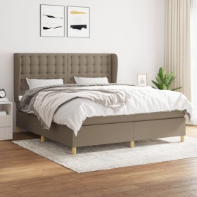 Box spring bed with taupe gray fabric mattress 160x200 cm by , Beds and slatted bases - Ref: Foro24-3128857, Price: 620,10 €,...