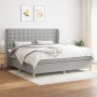 Cama box spring con colchón tela gris claro 200x200 cm de , Camas y somieres - Ref: Foro24-3128869, Precio: 650,60 €, Descuen...