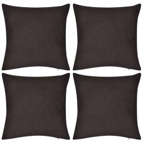 4 brown cotton cushion covers 80x80 cm by vidaXL, Cushions - Ref: Foro24-130915, Price: 25,99 €, Discount: %