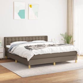 Box spring bed with taupe gray fabric mattress 160x200 cm by , Beds and slatted bases - Ref: Foro24-3130605, Price: 520,49 €,...