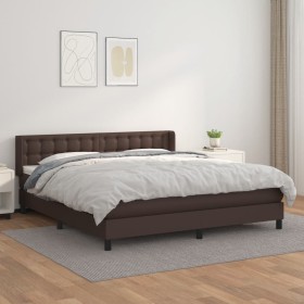 Box spring bed with brown synthetic leather mattress 180x200 cm by , Beds and slatted bases - Ref: Foro24-3130796, Price: 576...