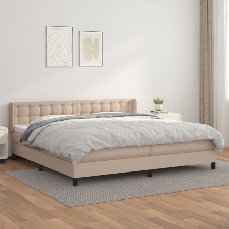 Box spring bed with cappuccino synthetic leather mattress 200x200cm by , Beds and slatted bases - Ref: Foro24-3130804, Price:...