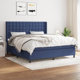 Box spring bed with blue fabric mattress 160x200 cm by , Beds and slatted bases - Ref: Foro24-3131767, Price: 598,82 €, Disco...