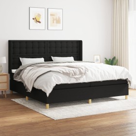 Cama box spring con colchón tela negro 200x200 cm de , Camas y somieres - Ref: Foro24-3132339, Precio: 623,78 €, Descuento: %