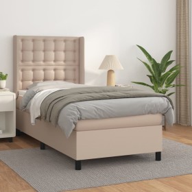 Box spring bed with cappuccino synthetic leather mattress 100x200cm by , Beds and slatted bases - Ref: Foro24-3132488, Price:...