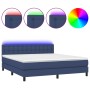 Cama box spring colchón y luces LED tela azul 160x200 cm de , Camas y somieres - Ref: Foro24-3133491, Precio: 489,99 €, Descu...