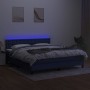 Box spring bed mattress and LED lights blue fabric 160x200 cm by , Beds and slatted bases - Ref: Foro24-3133491, Price: 489,9...