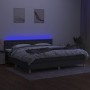 Box spring bed with mattress and LED dark gray fabric 200x200 cm by , Beds and slatted bases - Ref: Foro24-3134062, Price: 60...