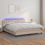 Box spring bed LED mattress cappuccino synthetic leather 180x200cm by , Beds and slatted bases - Ref: Foro24-3134242, Price: ...