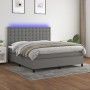 Cama box spring colchón y luces LED tela gris oscuro 160x200 cm de , Camas y somieres - Ref: Foro24-3135206, Precio: 551,45 €...