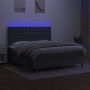 Box spring bed mattress and LED lights dark gray fabric 160x200 cm by , Beds and slatted bases - Ref: Foro24-3135206, Price: ...