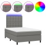 Cama box spring con colchón y LED tela gris oscuro 120x200 cm de , Camas y somieres - Ref: Foro24-3135182, Precio: 446,49 €, ...