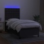 Box spring bed mattress and LED lights black fabric 100x200 cm by , Beds and slatted bases - Ref: Foro24-3135175, Price: 358,...