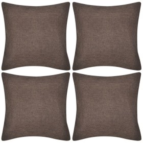 4 brown faux linen cushion covers, 40 x 40 cm by vidaXL, Cushions - Ref: Foro24-130940, Price: 23,99 €, Discount: %