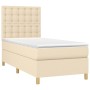 Boxspringbett-Matratze und LED-Leuchten, cremefarbener Stoff, 90 x 190 cm von , Betten und Lattenroste - Ref: Foro24-3135722,...