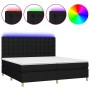 Box spring bed mattress and LED lights black fabric 200x200 cm by , Beds and slatted bases - Ref: Foro24-3135783, Price: 686,...