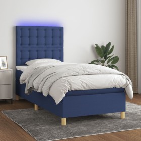 Box spring bed mattress and LED lights blue fabric 80x200 cm by , Beds and slatted bases - Ref: Foro24-3135715, Price: 344,17...